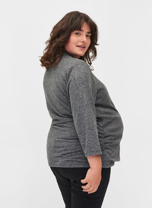 Schwangerschaftsbluse mit 3/4-Ärmeln und V-Ausschnitt, Dark Grey Melange, Model image number 1