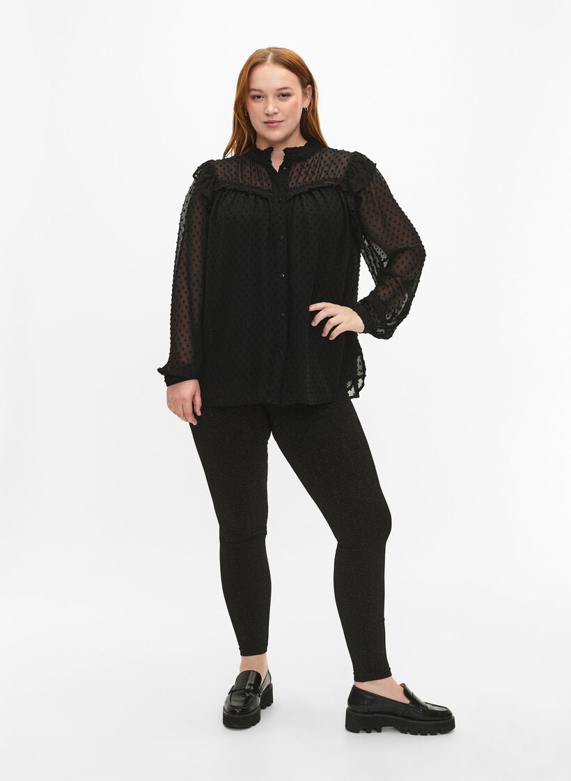 Nahtlose Glitzer-Leggings, Black Gold Lurex, Model image number 3