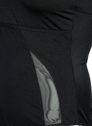 One-Shoulder-Badeanzug mit Mesh-Details, Black, Packshot image number 3