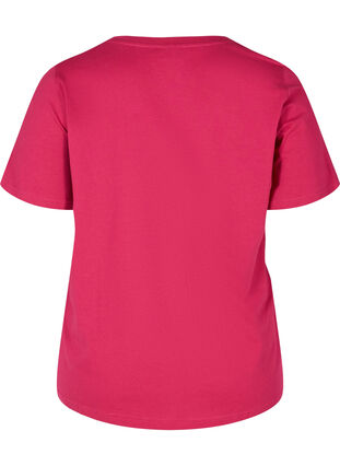 T-Shirt aus Bio-Baumwolle mit V-Ausschnitt, Sangria, Packshot image number 1