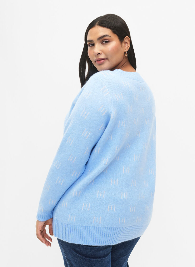 Gemusterter Pullover, Blue Bell/Birch, Model image number 1