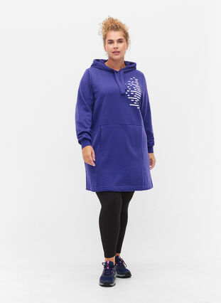 Langes Sweatshirt mit Kapuze und Taschen, Deep Blue, Model image number 2