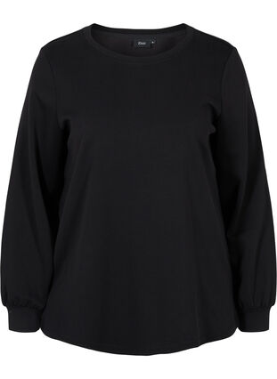 Sweatshirt mit Rundhalsausschnitt und langen Ärmeln, Black, Packshot image number 0