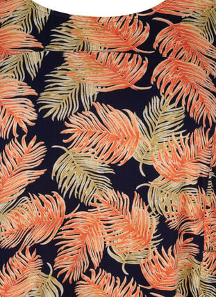 Kurzarm Viskosekleid mit Print, Orange Leaf, Packshot image number 2