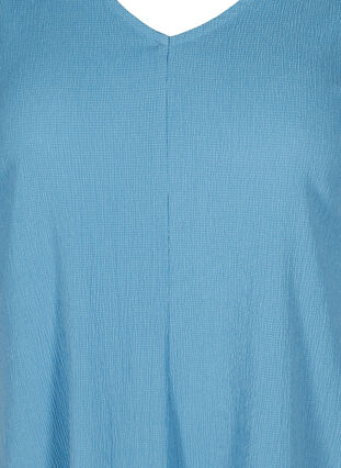 Kleid mit Puffärmeln und V-Ausschnitt, Azure Blue, Packshot image number 2