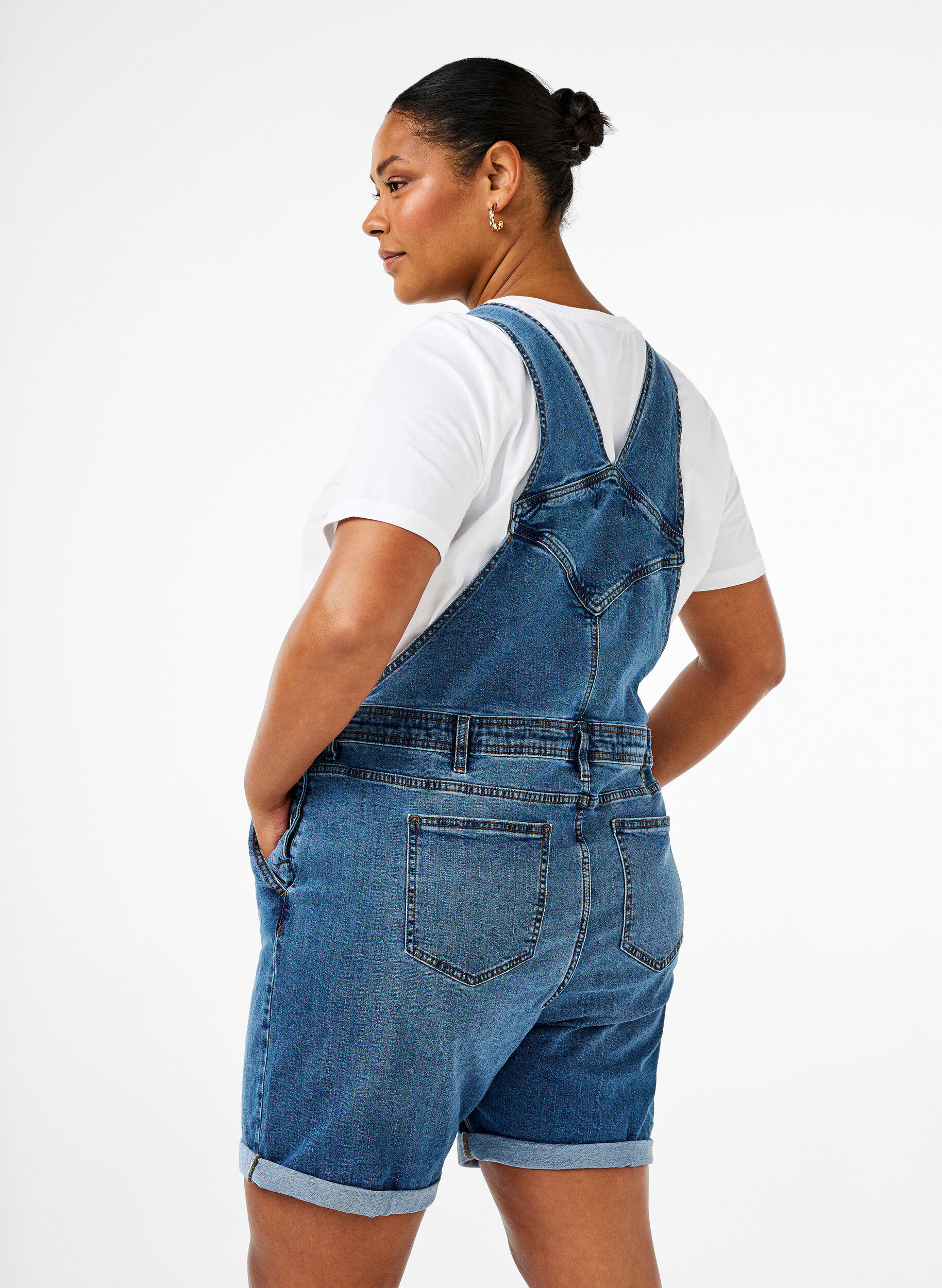 ZizziDenim Overalls Kurze Hosen, Blau, Model image number 2