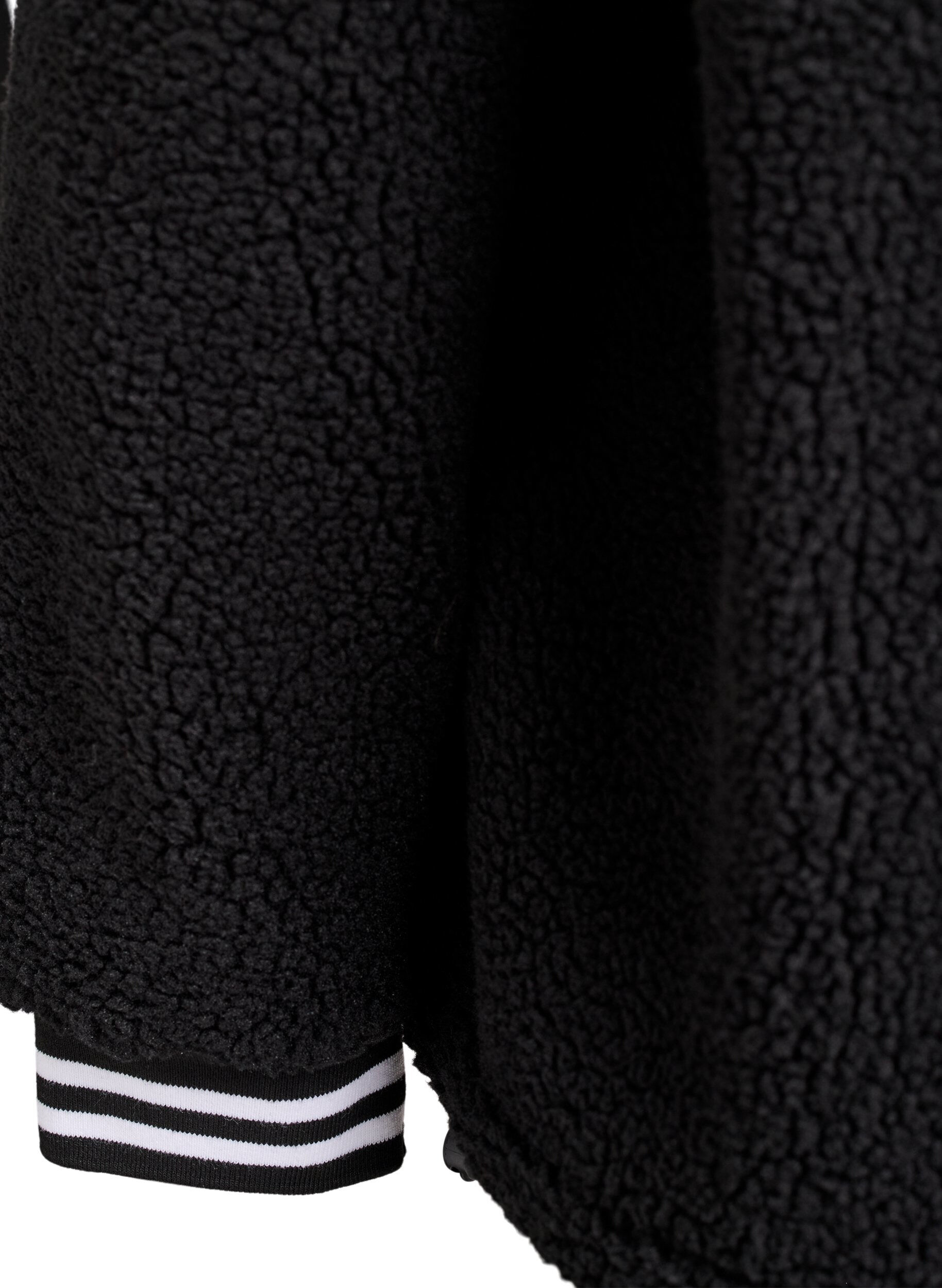 ZizziJacke aus Teddyfleece mit Streifendetails, Schwarz, Packshot image number 3