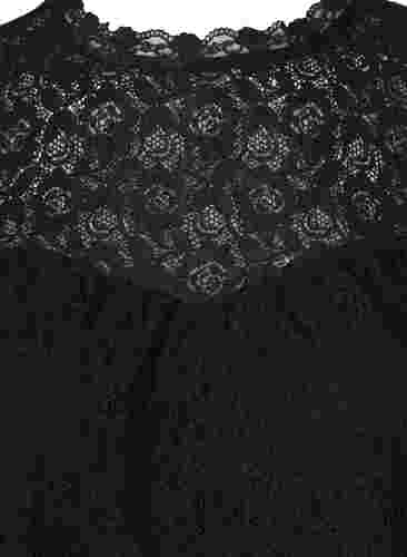 Spitzenbluse mit kurzen Ärmeln, Black, Packshot image number 2