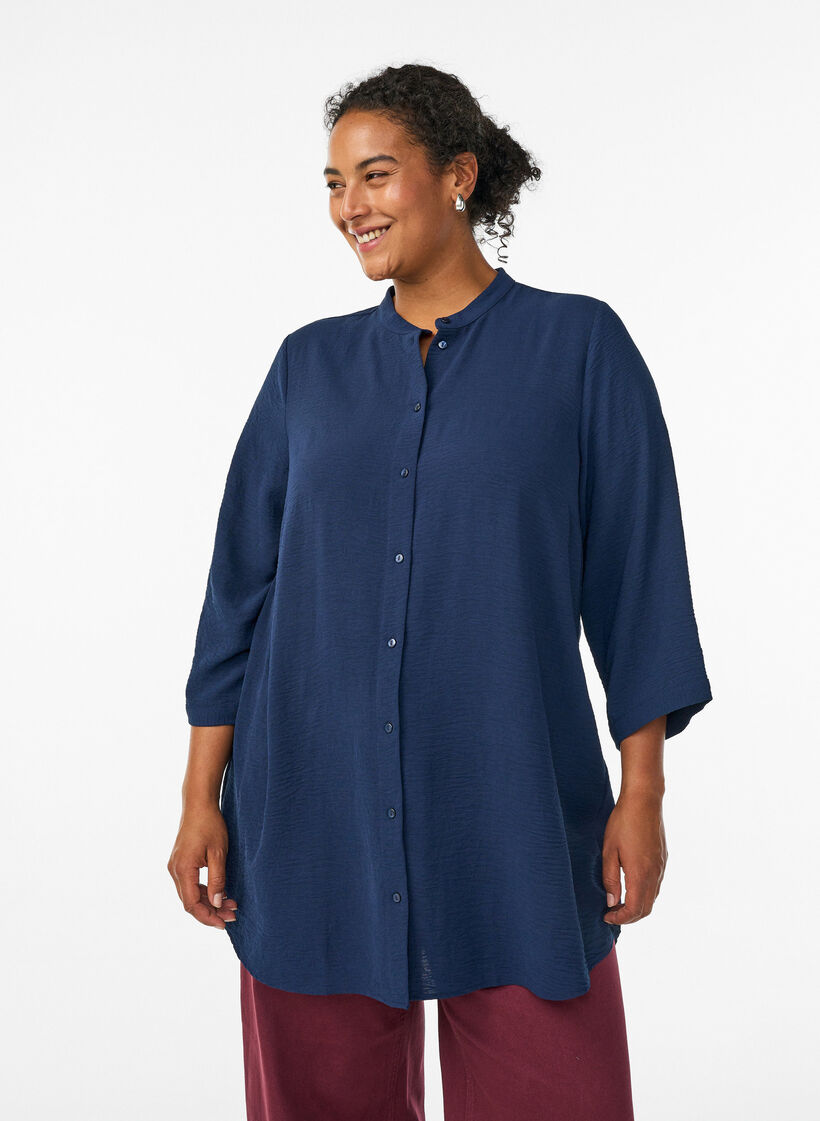 Tunika mit 3/4-&Auml;rmeln, Blau, Model image number 0