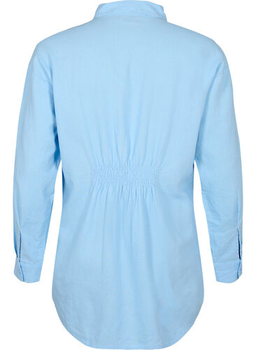 Langer Hemd aus Leinen-Viskose-Mischung, Chambray Blue, Packshot image number 1