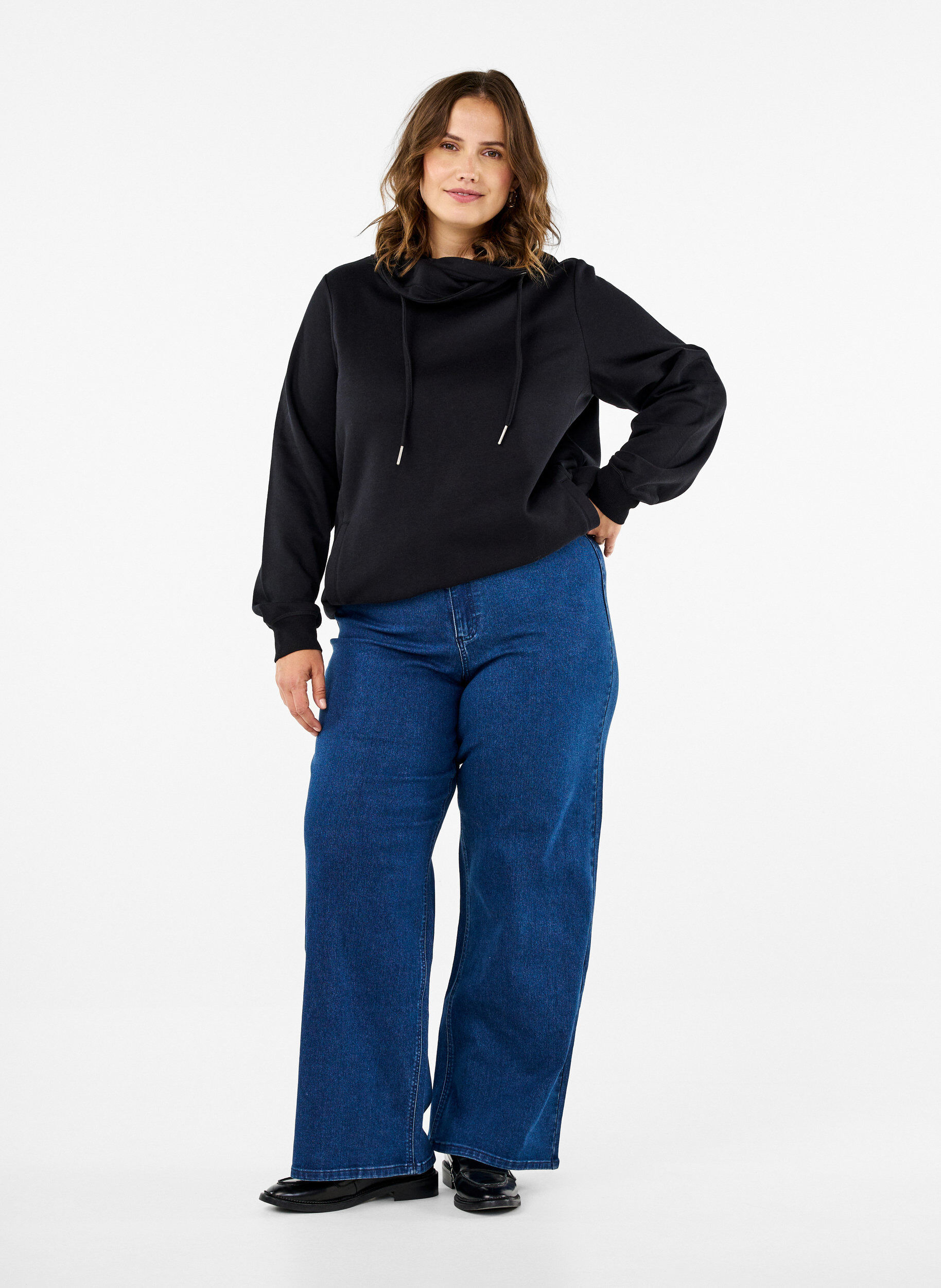 ZizziFLASH - Sweatshirt mit Stehkragen, Black, Model image number 2