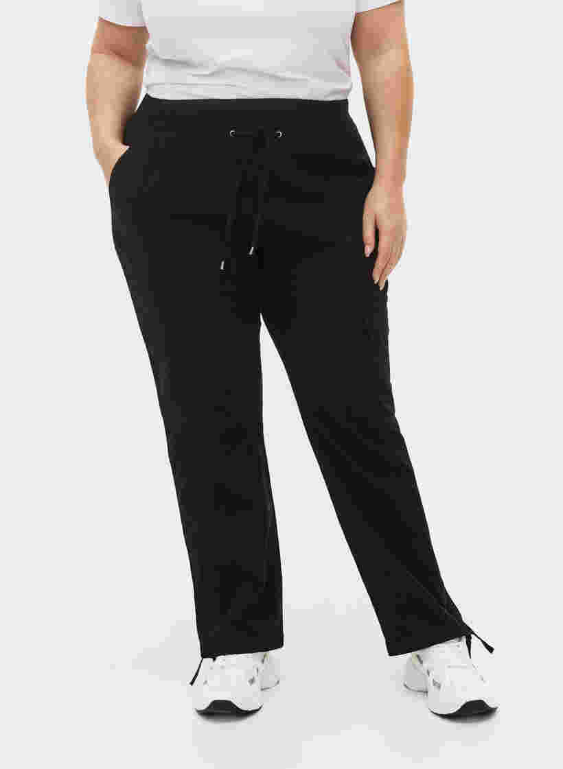 Lockere Hose aus Baumwolle, Black, Model image number 3
