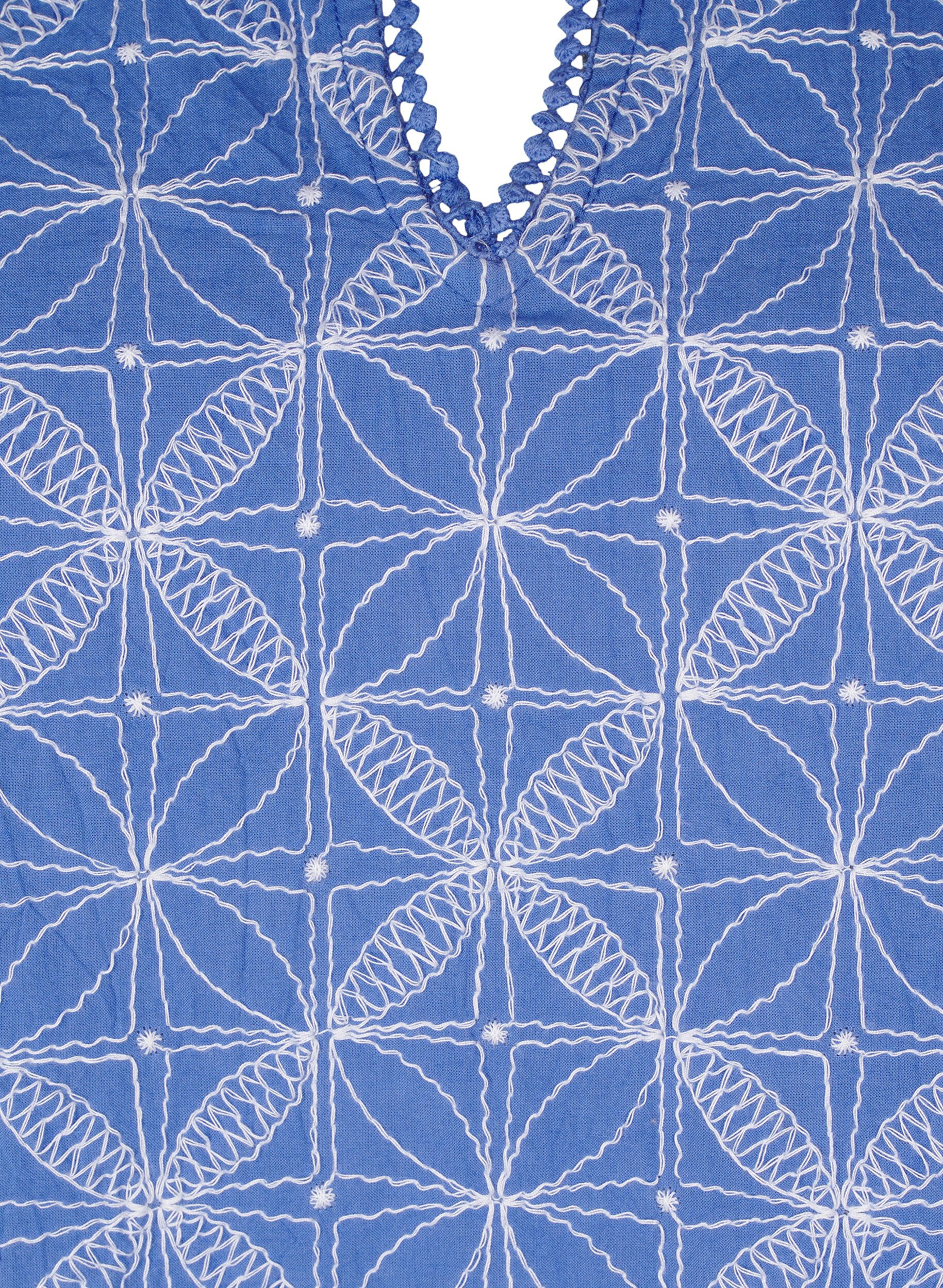 ZizziBluse mit kurzen &Auml;rmeln und aufgesticktem Muster, Blau, Packshot image number 2