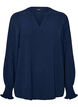 Bluse mit Smockb&uuml;ndchen und V-Ausschnitt, Blau, Packshot image number 0