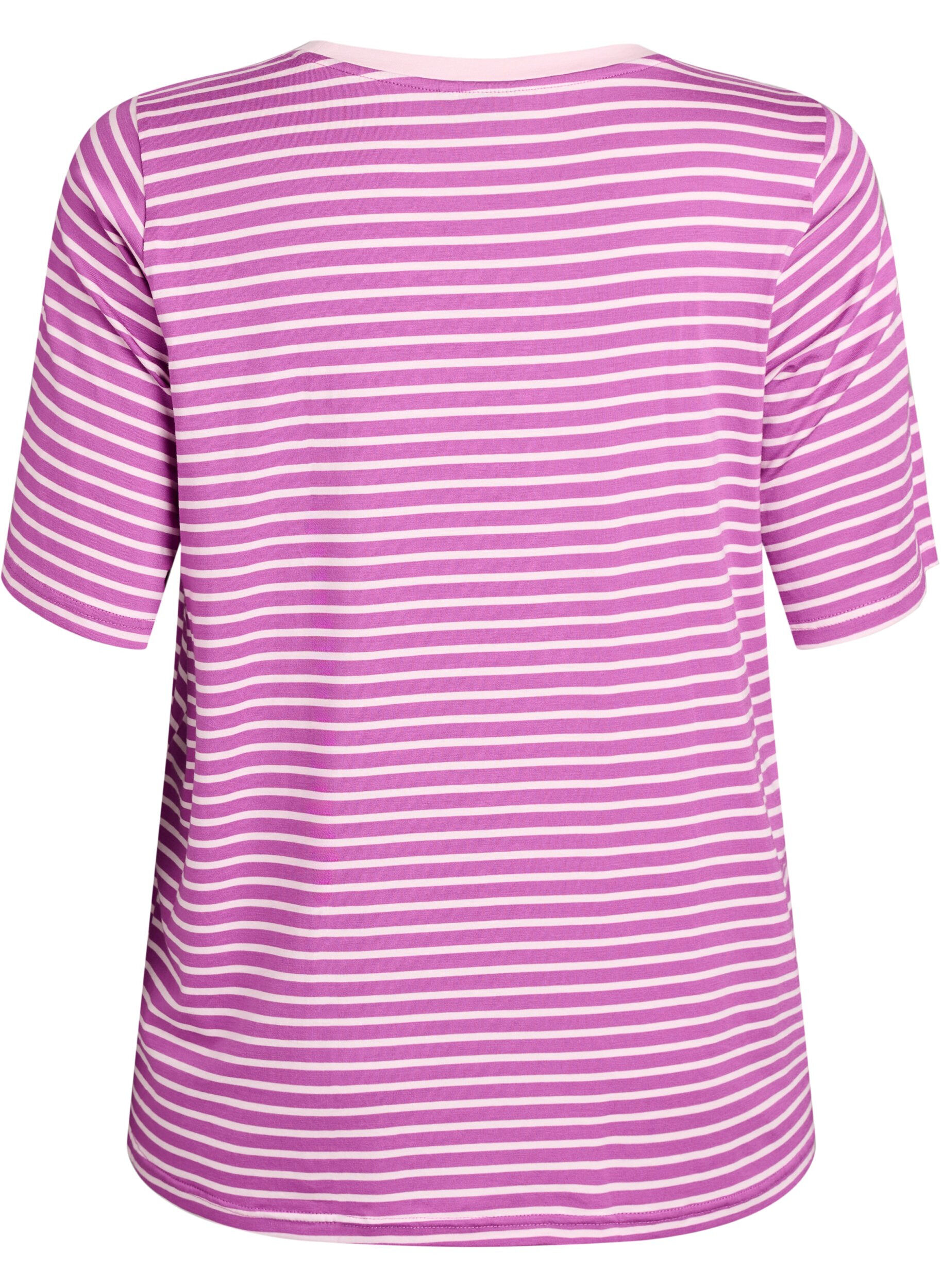 ZizziGestreiftes T-Shirt aus TENCEL&trade; Lyocell, Lila, Packshot image number 1