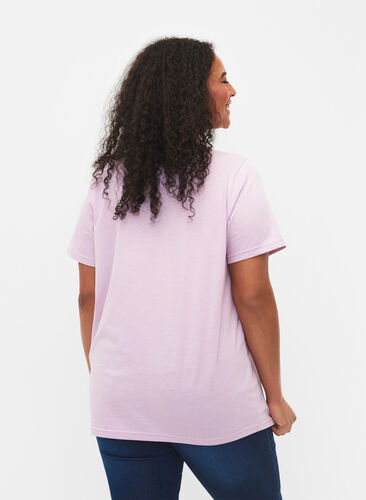 Kurzärmeliges T-Shirt mit V-Ausschnitt, Lavender Frost, Model image number 1
