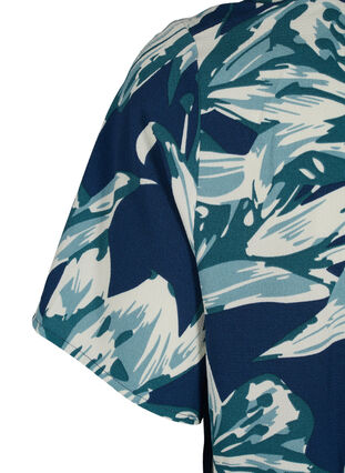 Bluse mit kurzen Ärmeln und V-Ausschnitt , Navy B.Big FlowerAOP, Packshot image number 3