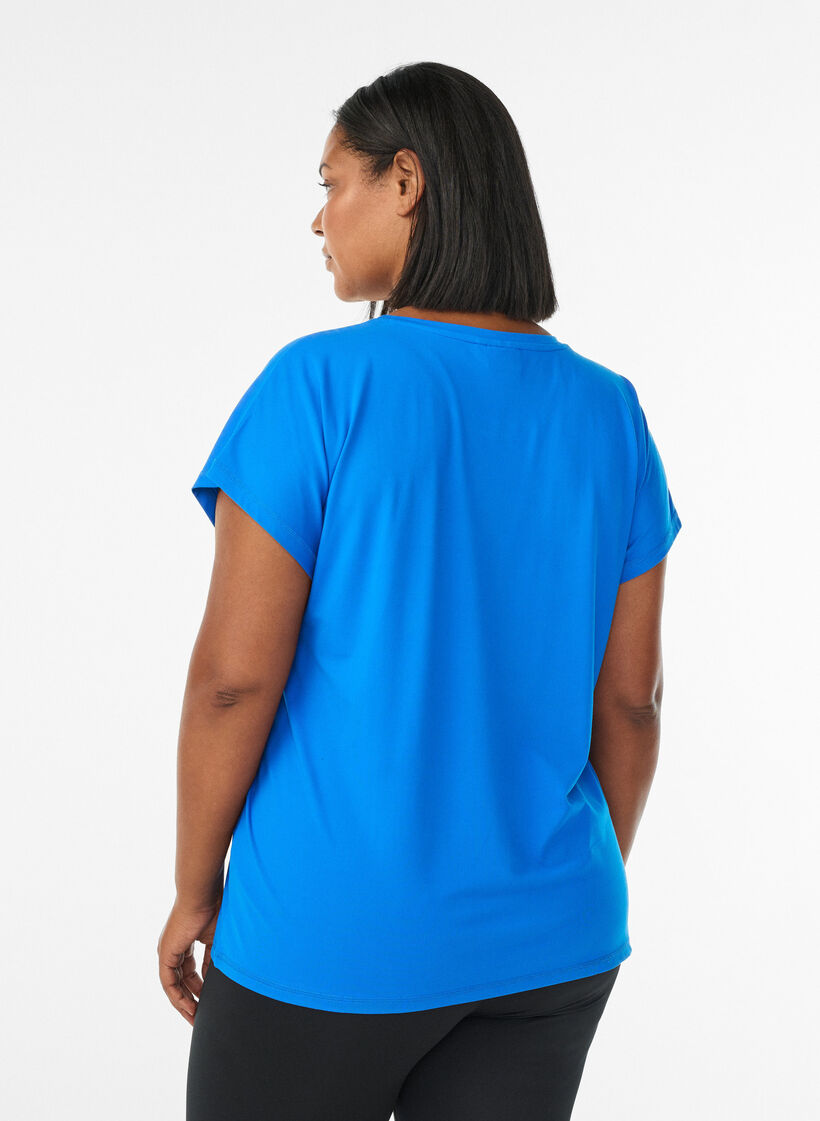 Einfarbiges Trainings-T-Shirt, Blau, Model image number 2