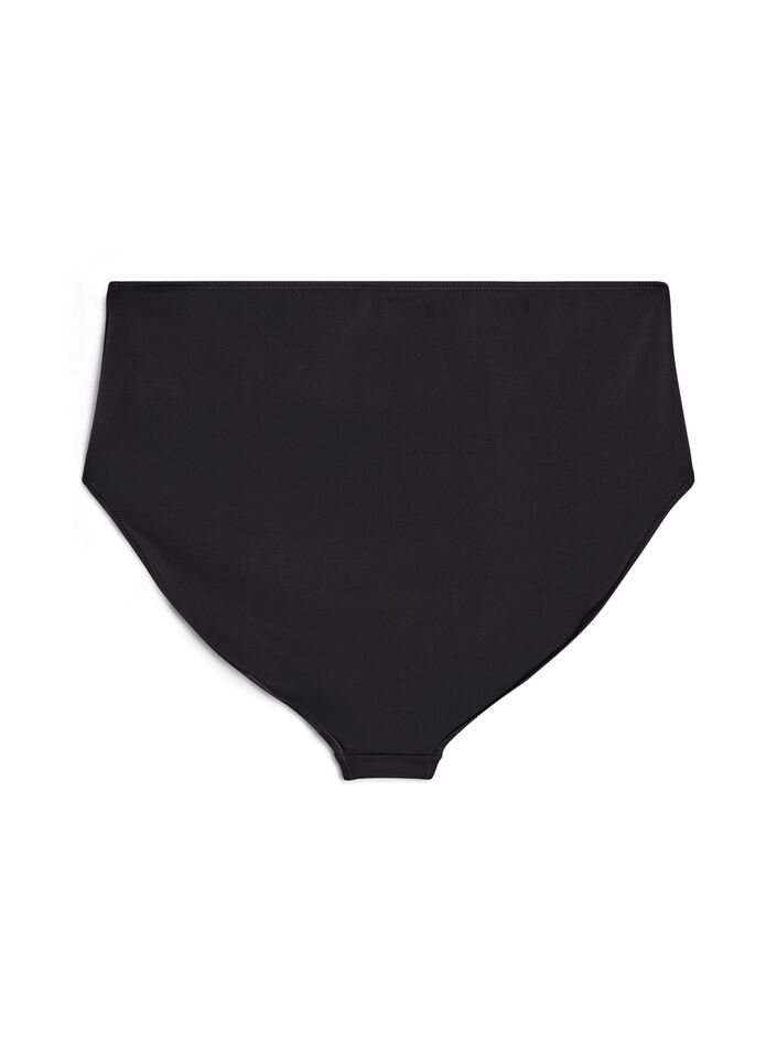 Einfarbige hoch taillierte Bikinihose, Schwarz, Packshot image number 1