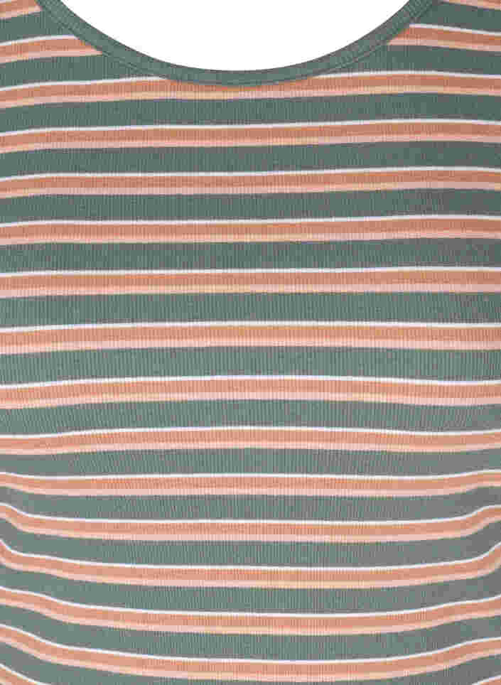 Gestreiftes T-Shirt aus Baumwolle mit Ripp, Balsam Green Stripe, Packshot image number 2
