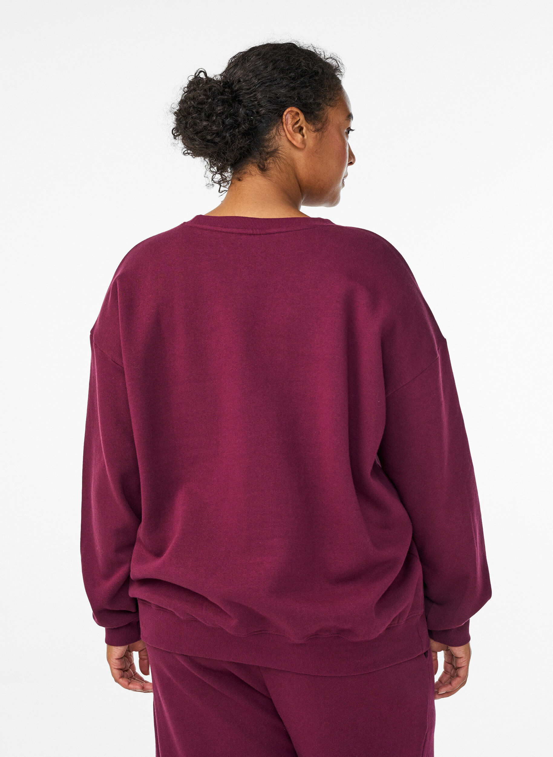ZizziSweatshirt mit Textaufdruck, Dunkles Bordeaux, Model image number 2