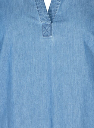 Kurzarm Denim Tunika aus Baumwolle, Medium Blue Denim, Packshot image number 2