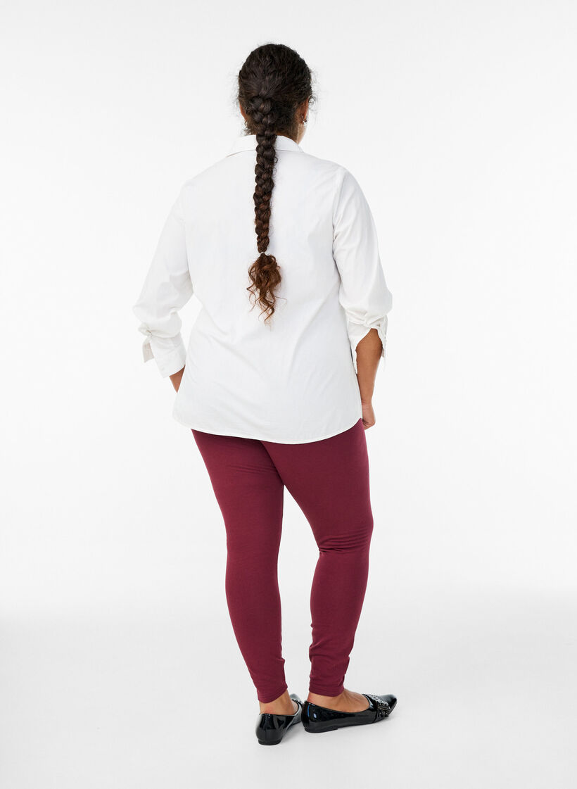 Gef&uuml;tterte Baumwollleggings, Dunkles Bordeaux, Model image number 2