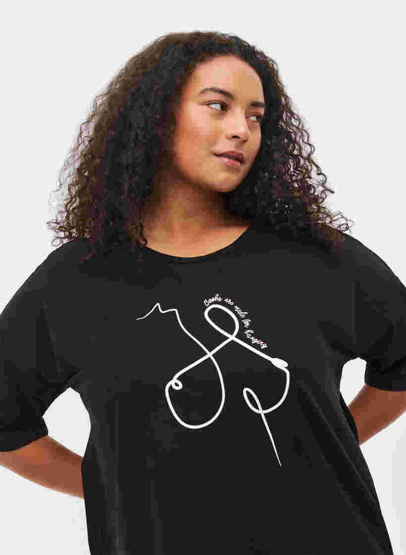 Support the breasts - T-Shirt aus Baumwolle, Black, Model image number 2