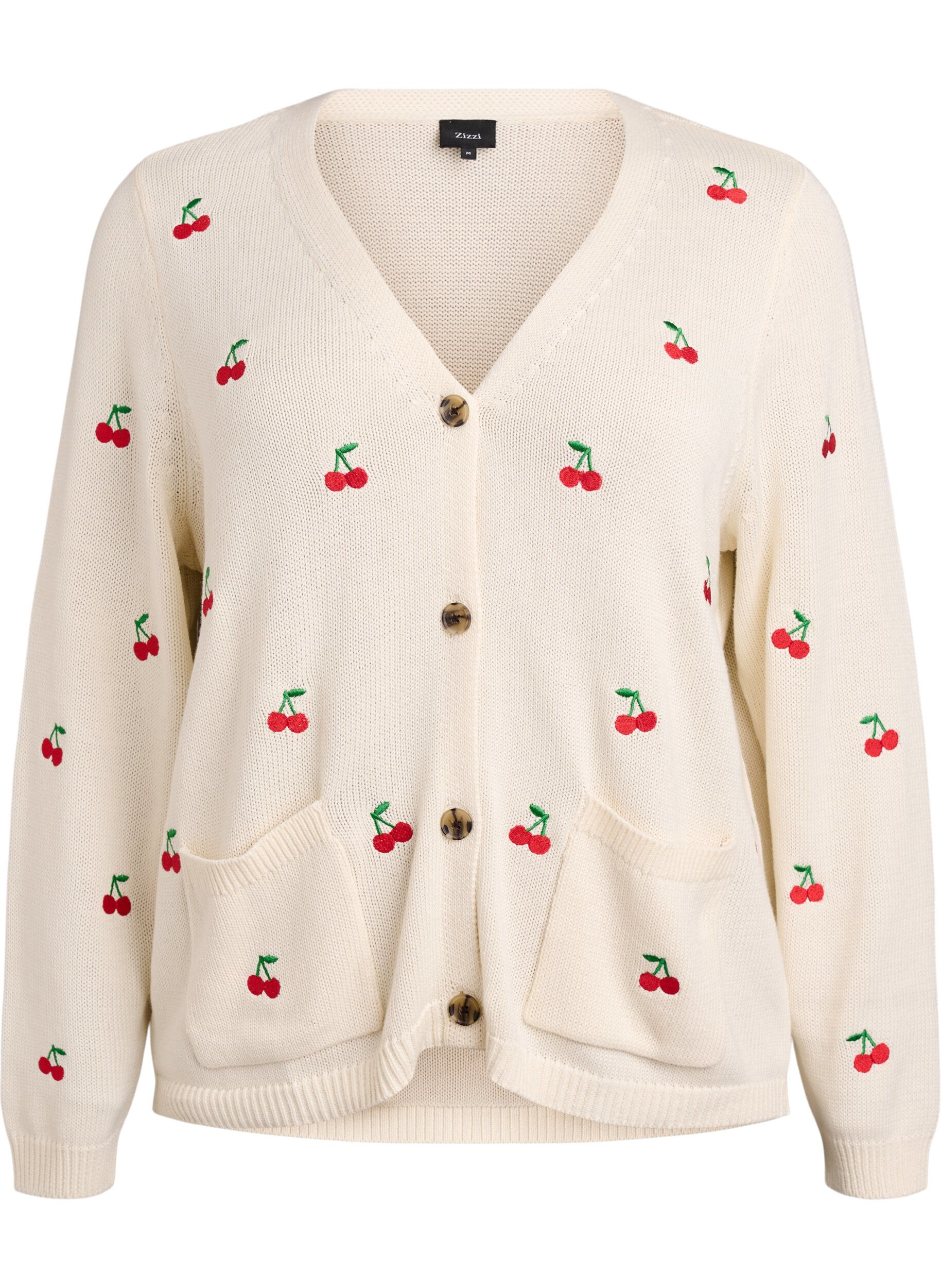 Strickjacke mit Kirschstickerei