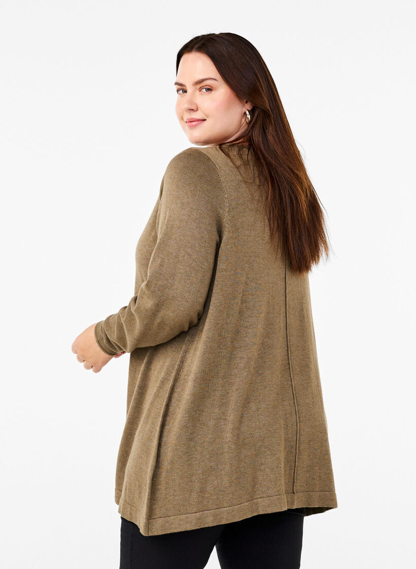 Gestrickte Bluse aus Baumwoll-Viskose-Mischung, Grün, Model image number 2