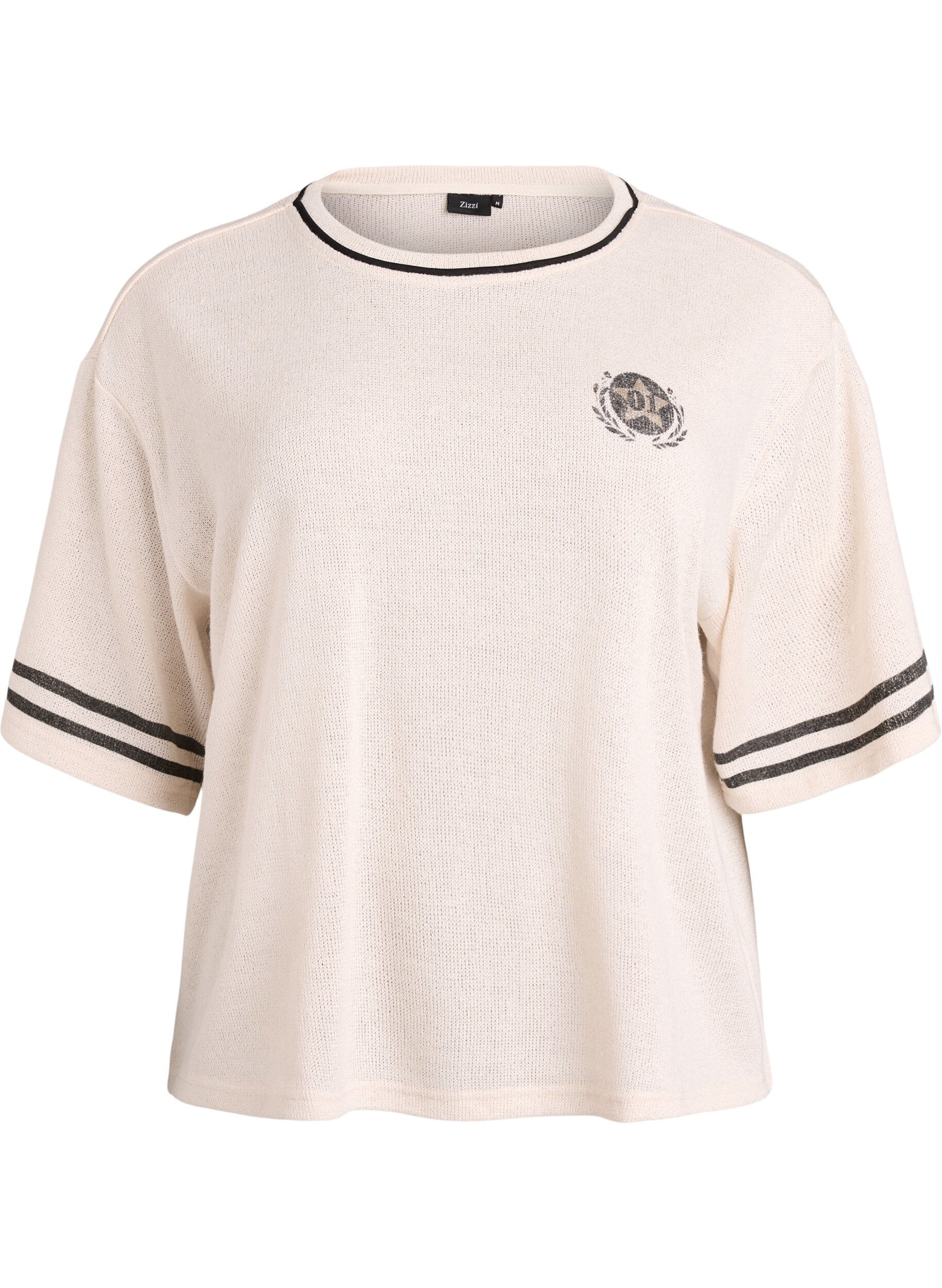 Kurz&auml;rmelige Bluse mit Kontraststreifen