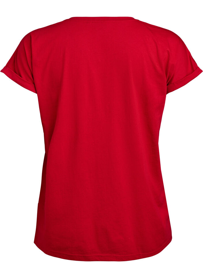 Kurzärmliges T-Shirt aus einer Baumwollmischung, Rot, Packshot image number 1
