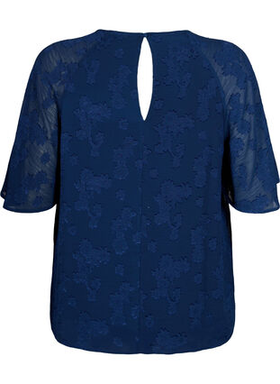 Kurzärmelige Bluse mit Struktur, Navy Blazer, Packshot image number 1