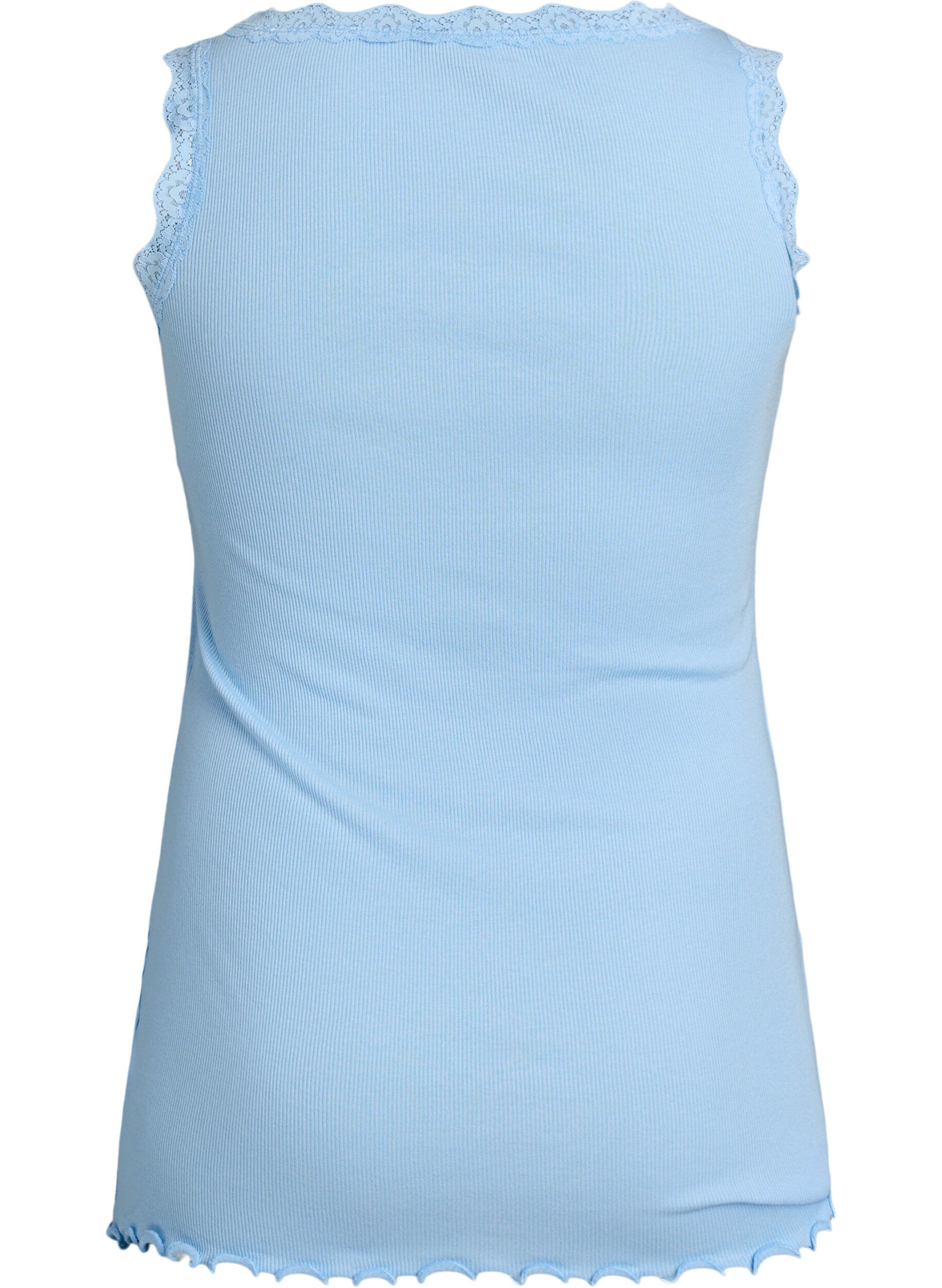 ZizziTop mit Spitzensaum, Blau, Packshot image number 1