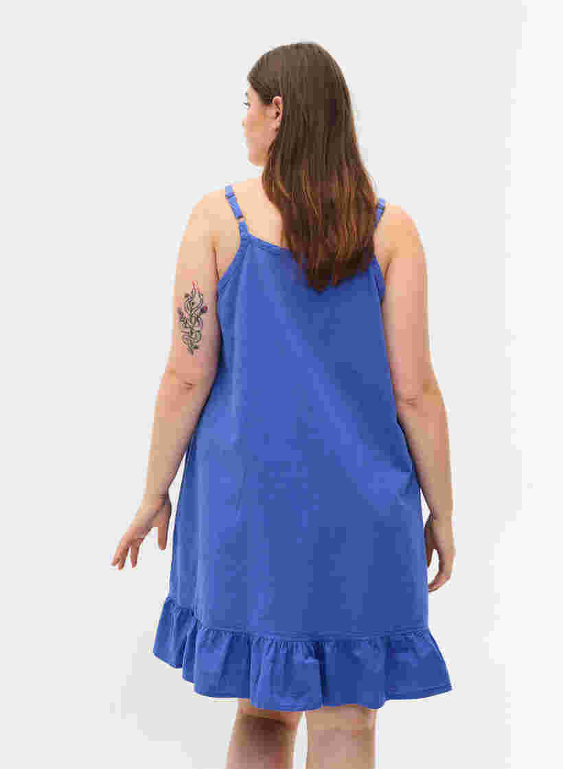Baumwollkleid mit dünnen Trägern und A-Linie, Dazzling Blue, Model image number 1