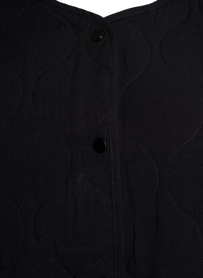 Steppjacke mit Knöpfen und Taschen, Schwarz, Packshot image number 2