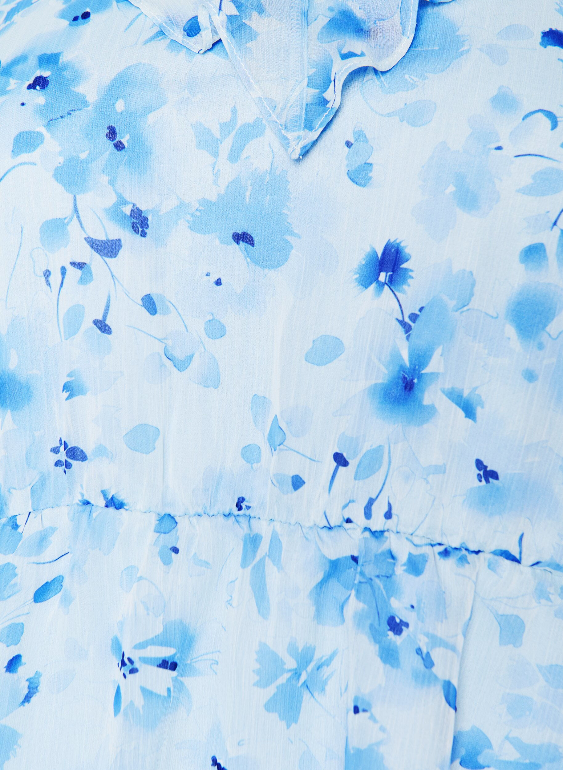 ZizziGebl&uuml;mte Bluse mit R&uuml;schenkragen und Peplum-Effekt, Blau, Packshot image number 2