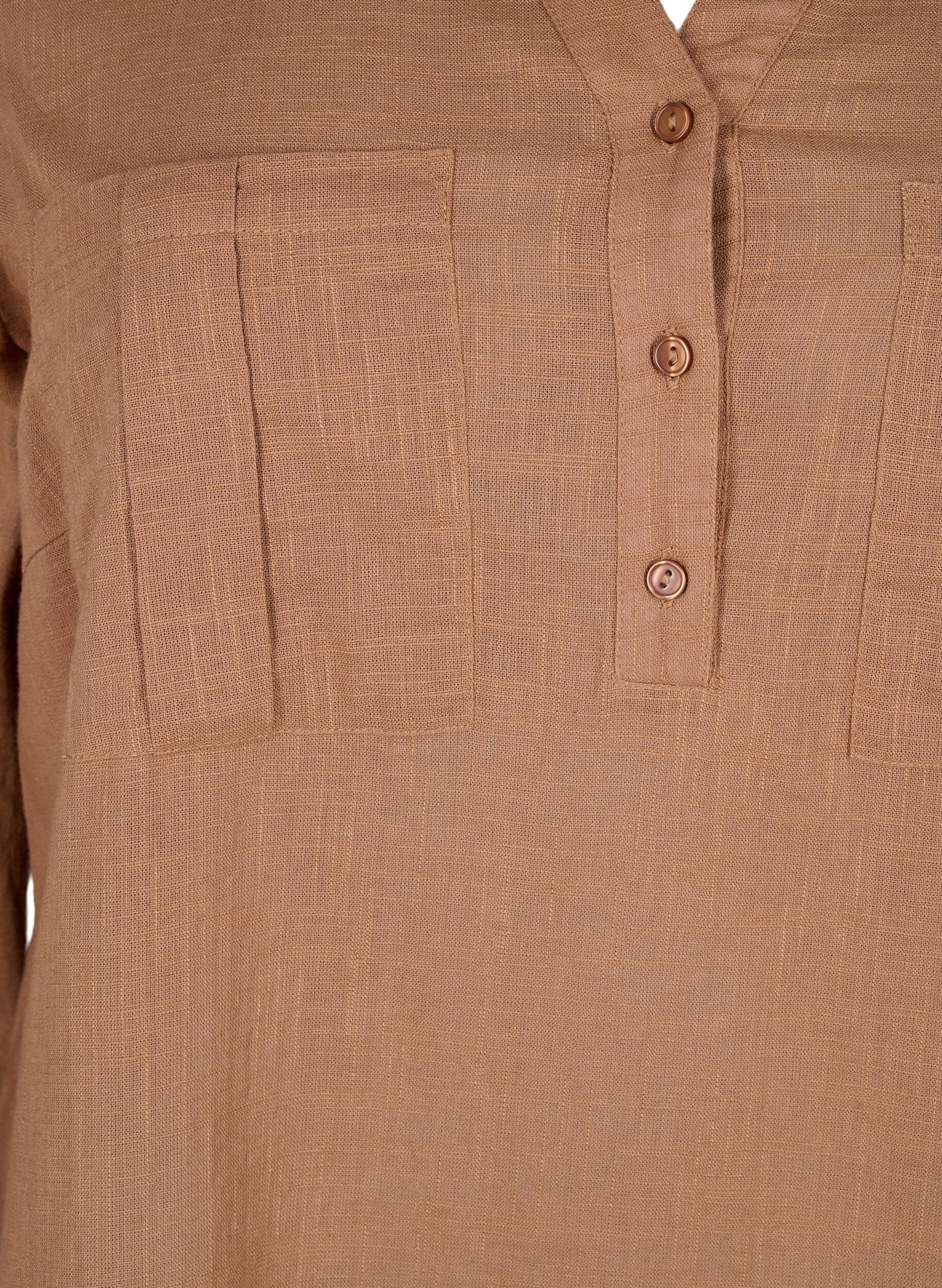 ZizziBaumwolltunika mit 3/4-&Auml;rmeln, Coca Mocha, Packshot image number 2