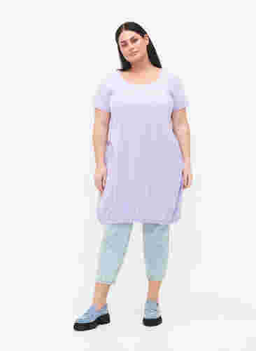 Kurzarm Kleid aus Baumwolle, Lavender, Model image number 2