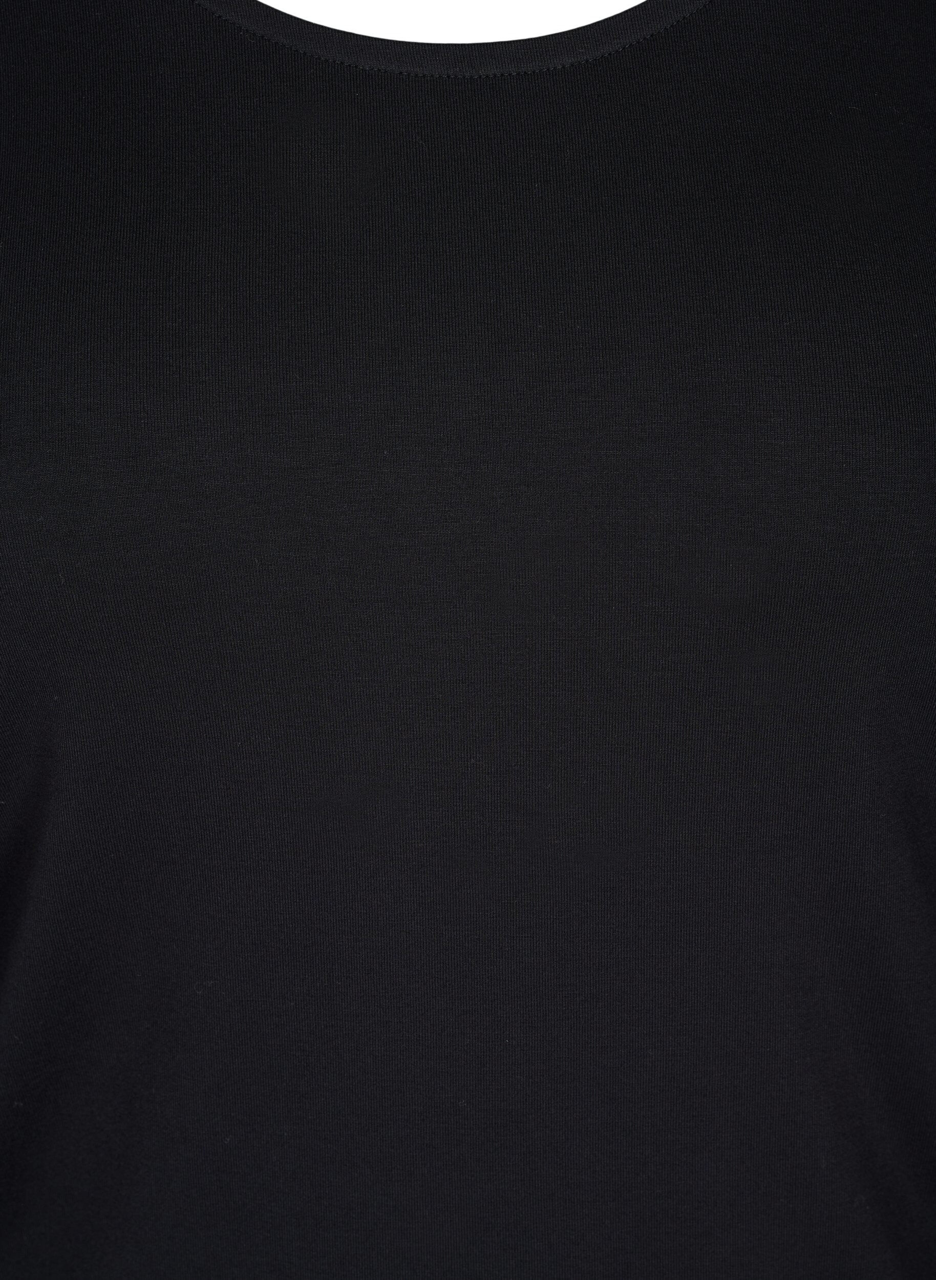 ZizziUnifarbene Basic-Bluse aus Baumwolle, Solid Black, Packshot image number 2