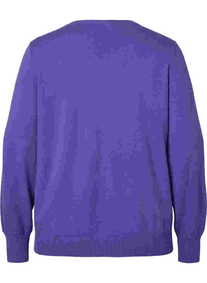 Unifarbene Strickbluse mit Rippedetails, Purple Opulence Mel., Packshot image number 1
