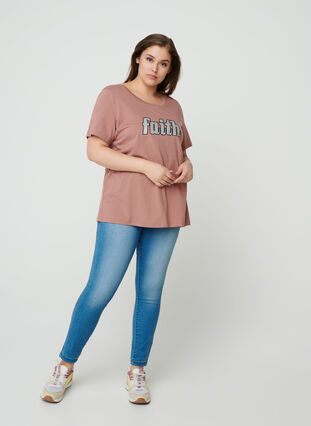 Kurzarm T-Shirt mit Print, Burlwood, Model image number 2