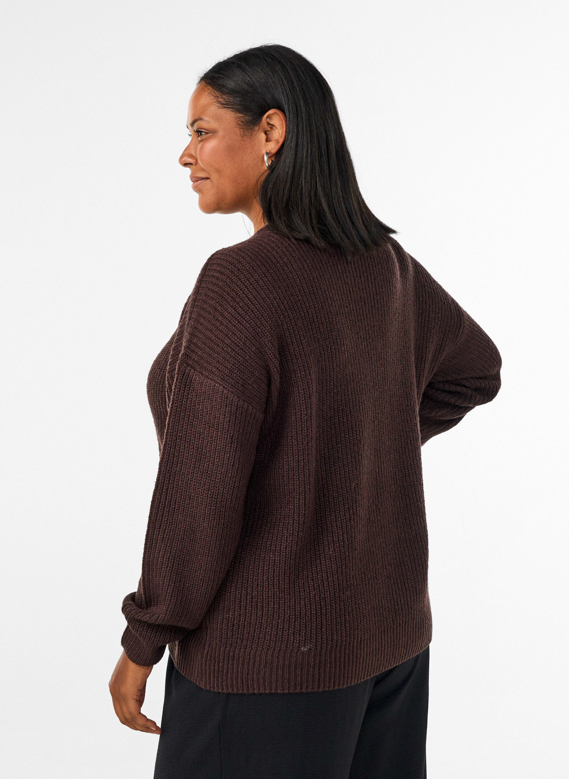 ZizziStrickjacke mit Rei&szlig;verschluss, Braun, Model image number 2