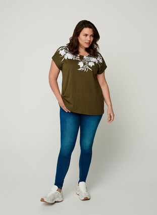 T-Shirt mit Print, Ivy green w. White, Model image number 2