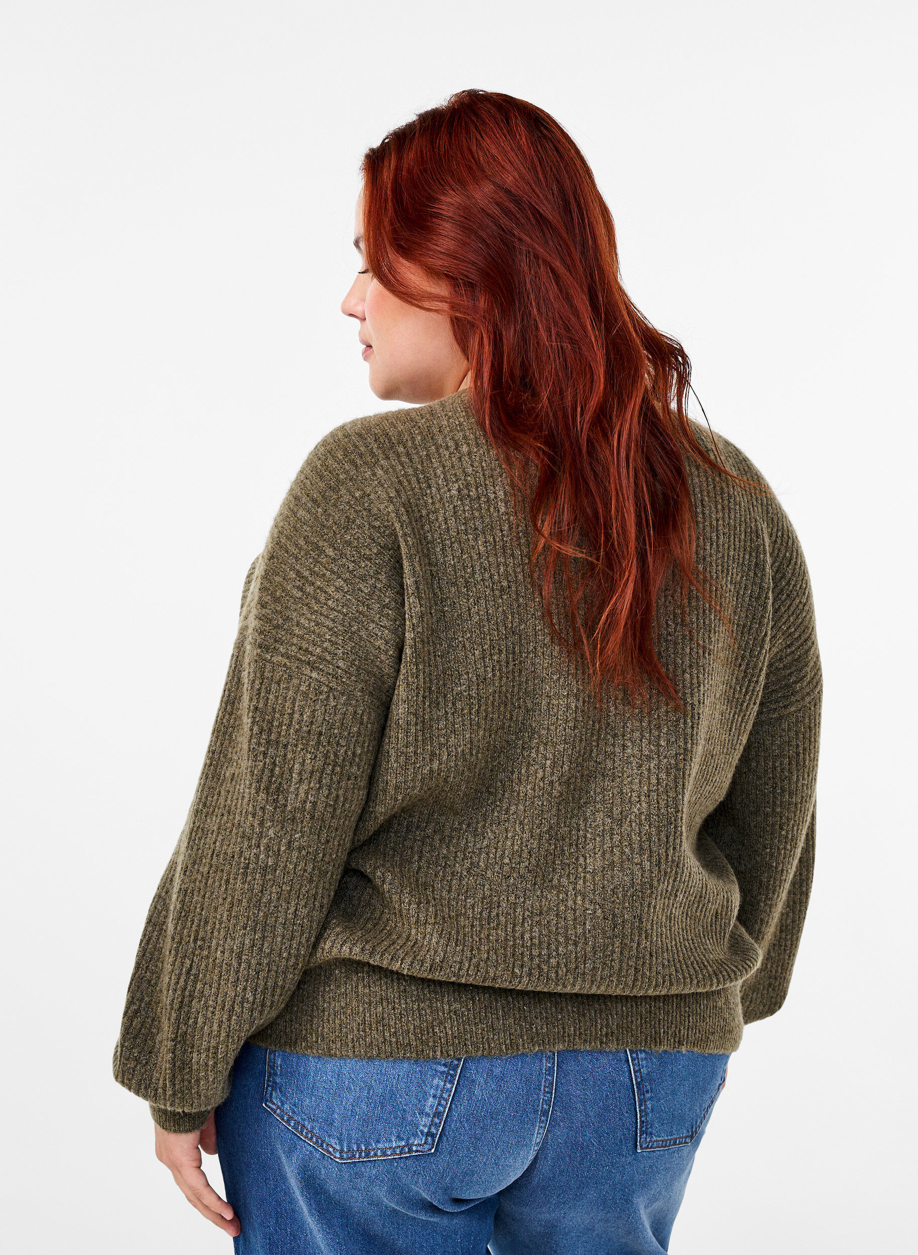 ZizziRippenstrick Strickjacke mit Kn&ouml;pfen, Gr&uuml;n, Model image number 2