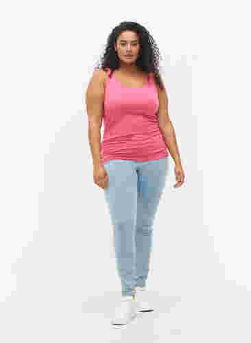 Einfarbiges basic Top aus Baumwolle, Hot Pink, Model image number 2