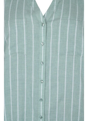Gestreiftes Shirt mit V-Ausschnitt, Balsam Green Stripe, Packshot image number 2
