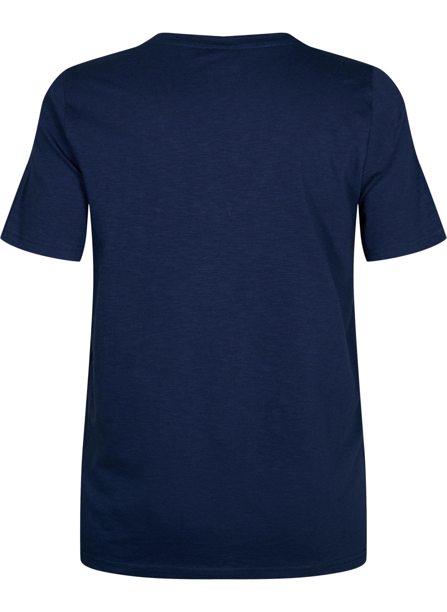 ZizziKurz&auml;rmeliges Basic T-Shirt mit V-Ausschnitt, Blau, Packshot image number 1