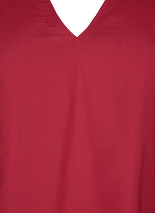  Kurzarm-Bluse aus Viskose mit Stickerei, Tango Red, Packshot image number 2