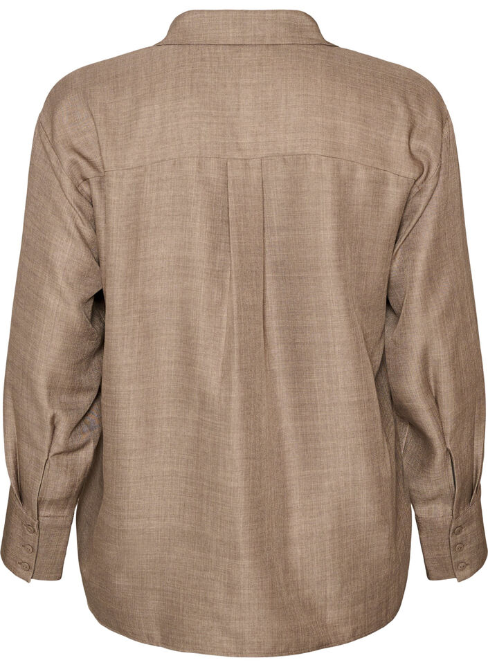 Lockere Bluse mit V-Ausschnitt, Braun, Packshot image number 1